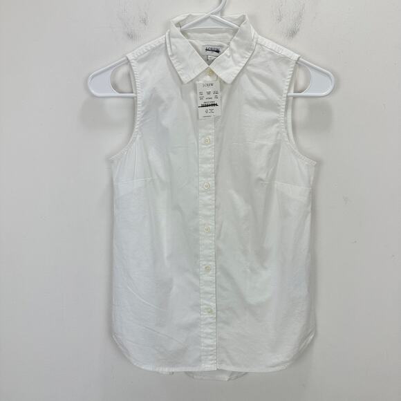 J.Crew Petite Sleeveless Cotton Poplin Shirt White Signature Fit Classic XSP NWT - Picture 5 of 11